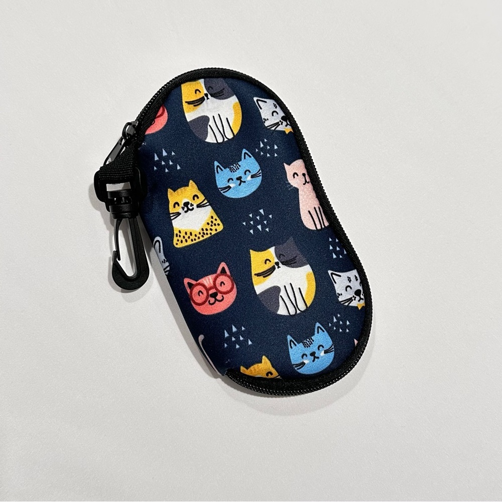 Soft Cat Print Eyeglasses Case Zipper Closure
